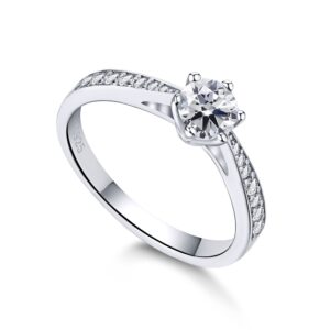 Tapered Round-Cut Solitaire Engagement Ring