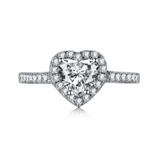Heart-Shaped Halo Engagement Ring