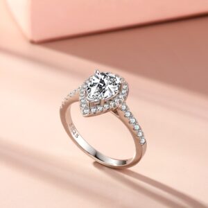 Pear-Shaped Halo Engagement Ring