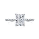 Radiant Cut Engagement Ring with Beaded Diamond Band