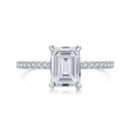 Emerald-Cut Solitaire Engagement Ring with Pavé Band