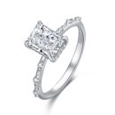 Radiant Cut Engagement Ring with Beaded Diamond Band