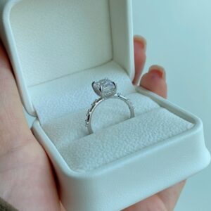 Radiant Cut Engagement Ring with Beaded Diamond Band