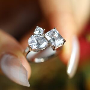 Modern Trio Stone Engagement Ring