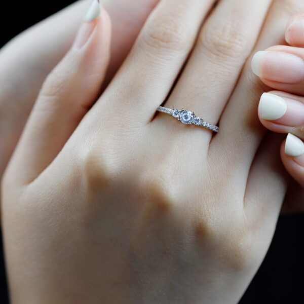 Three-Stone Round-Cut Engagement Ring - Image 4