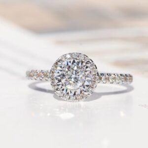Halo-Style Round-Cut Engagement Ring