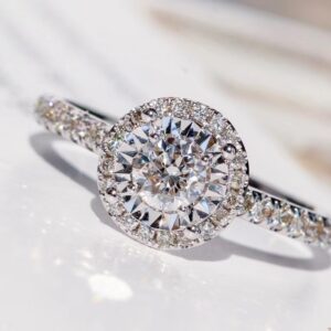 Halo-Style Round-Cut Engagement Ring