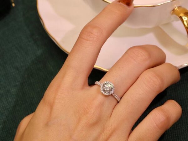 Halo-Style Round-Cut Engagement Ring - Image 4