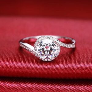 Round-Cut Swirl Halo Engagement Ring