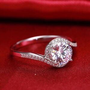 Round-Cut Swirl Halo Engagement Ring