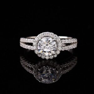 Round-Cut Split Shank Double Band Engagement Ring