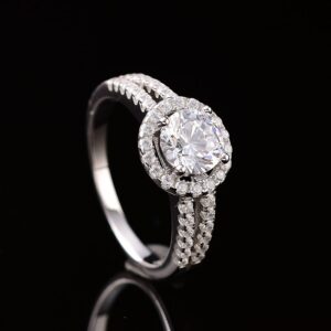 Round-Cut Split Shank Double Band Engagement Ring