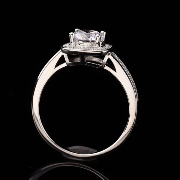 Round Cut Cushion Halo Pavé Engagement Ring - Image 3