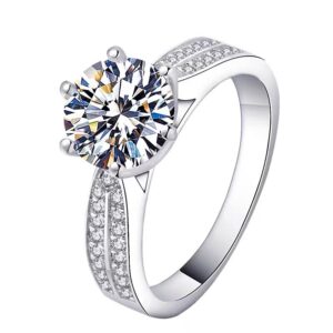 Round Cut Six-Prong Solitaire with Split Pavé Band
