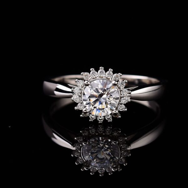 Round-Cut Floral Halo Solitaire Engagement Ring