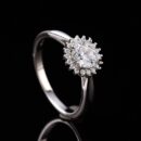 Round-Cut Floral Halo Solitaire Engagement Ring
