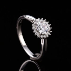 Round-Cut Floral Halo Solitaire Engagement Ring