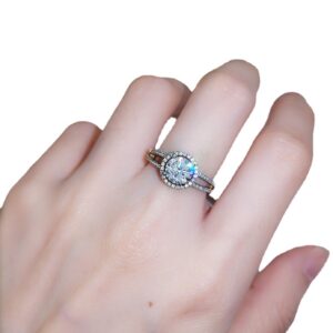 Round-Cut Split Shank Double Band Engagement Ring