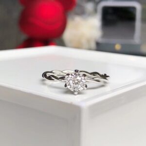 Twisted Round-Cut Solitaire Engagement Ring