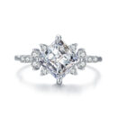 Princess-Cut Starburst Accent Engagement Ring
