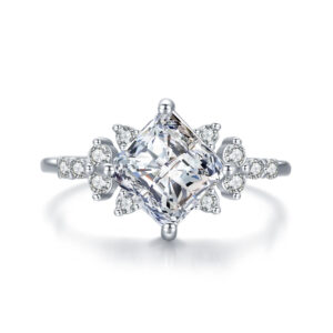 Princess-Cut Starburst Accent Engagement Ring