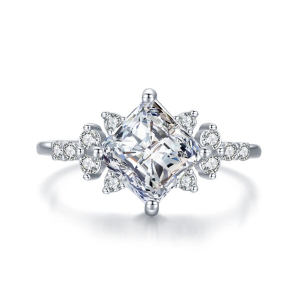 Princess-Cut Starburst Accent Engagement Ring