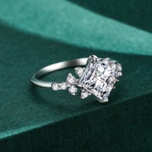 Princess-Cut Starburst Accent Engagement Ring