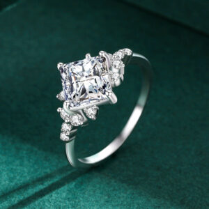 Princess-Cut Starburst Accent Engagement Ring