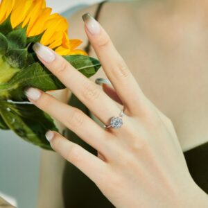Round-Cut Halo Adjustable Engagement Ring