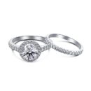 Stackable Round-Cut Halo Engagement Ring Set