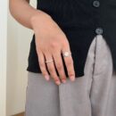 Stackable Round-Cut Halo Engagement Ring Set