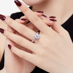 Emerald-Cut Solitaire Ring with Channel-Set Accents