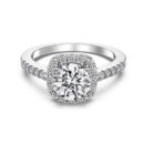 Cushion-Halo Solitaire Engagement Ring
