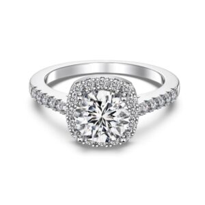 Cushion-Halo Solitaire Engagement Ring