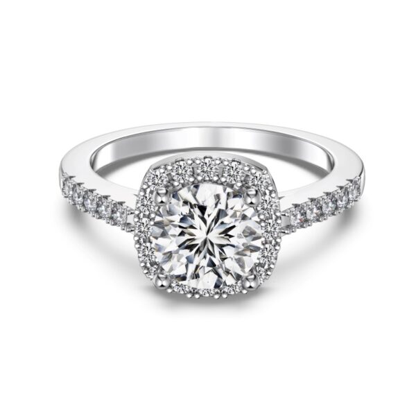 Cushion-Halo Solitaire Engagement Ring
