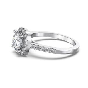 Cushion-Halo Solitaire Engagement Ring