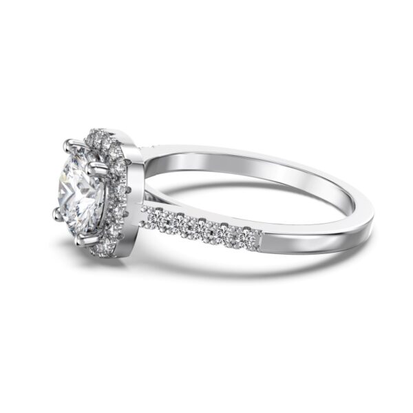 Cushion-Halo Solitaire Engagement Ring - Image 2
