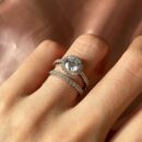 Stackable Round-Cut Halo Engagement Ring Set