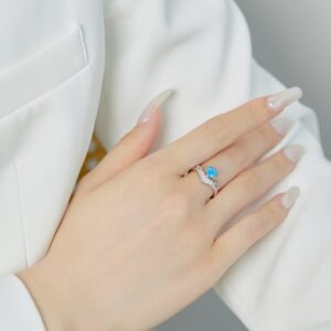 Heart-Shaped Blue Opal Crown Ring