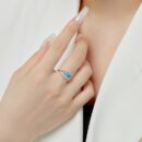 Heart-Shaped Blue Opal Crown Ring