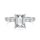 Emerald-Cut Solitaire Ring with Channel-Set Accents