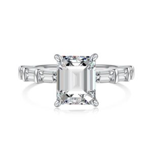 Emerald-Cut Solitaire Ring with Channel-Set Accents