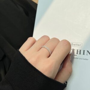 Round-Cut Half Pavé Band Ring