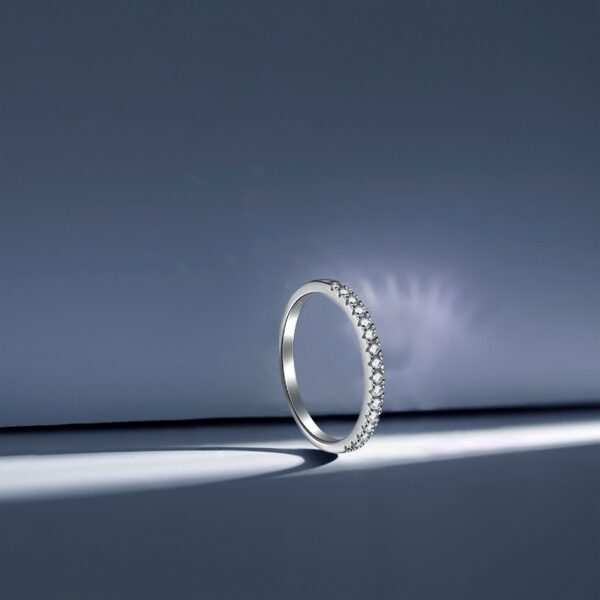 Round-Cut Half Pavé Band Ring - Image 3