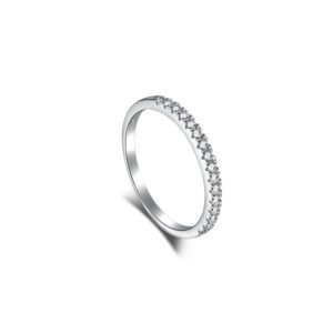 Round-Cut Half Pavé Band Ring