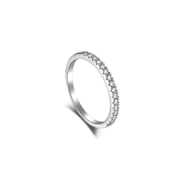 Round-Cut Half Pavé Band Ring