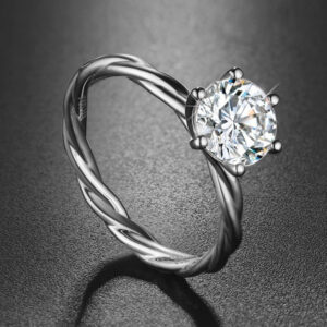 Twisted Round-Cut Solitaire Engagement Ring
