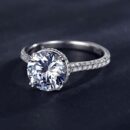 Round-Cut Pavé Band Solitaire Engagement Ring