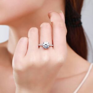 Round-Cut Pavé Band Solitaire Engagement Ring