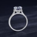Round-Cut Pavé Band Solitaire Engagement Ring